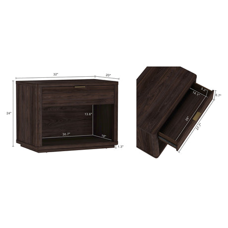 Evelyn 32" Nightstand 2.0 in Brown by Manhattan Comfort at Eve Furniture