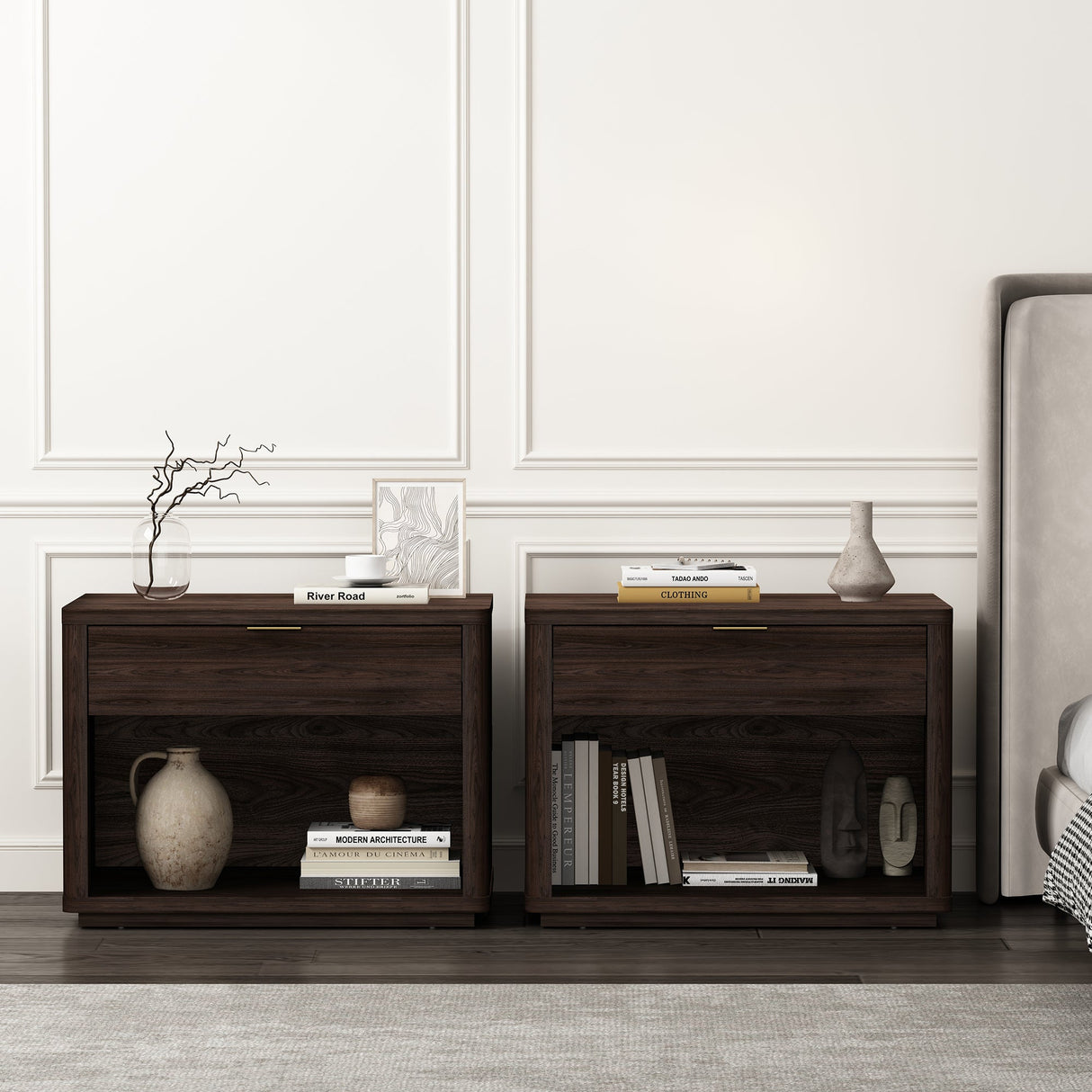 Evelyn 32" Nightstand 2.0 in Brown (set of 2) by Manhattan Comfort at Eve Furniture