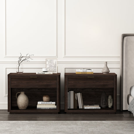 Evelyn 32" Nightstand 2.0 in Brown (set of 2) by Manhattan Comfort at Eve Furniture