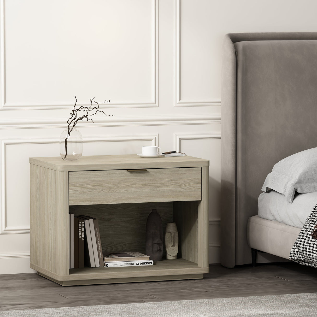 Evelyn 32" Nightstand 2.0 in Natural by Manhattan Comfort at Eve Furniture