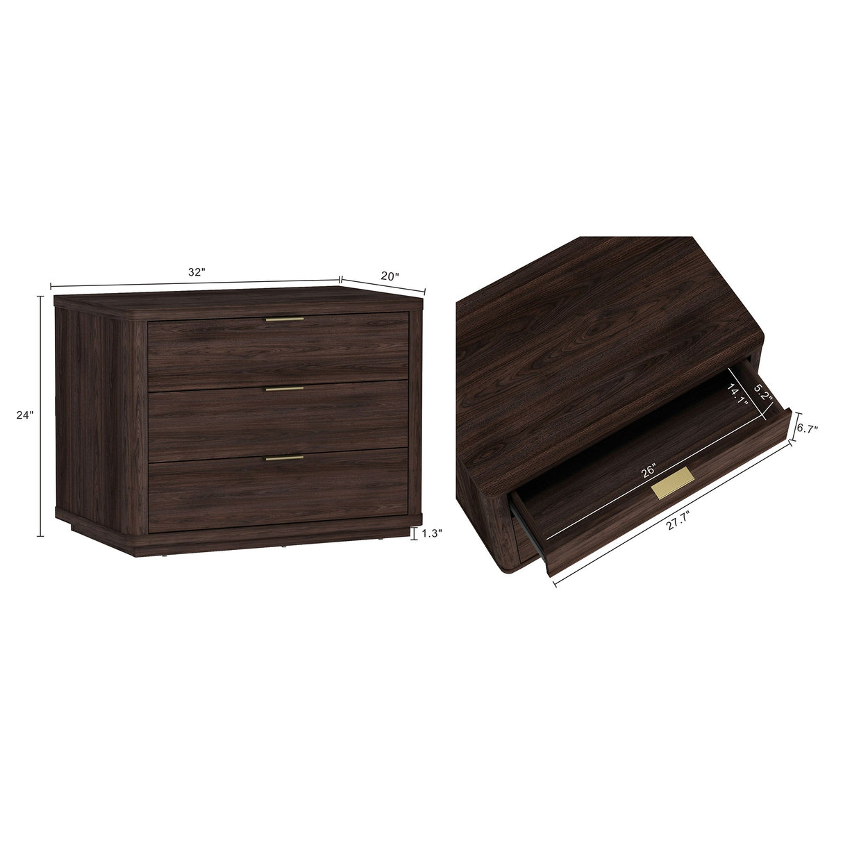 Evelyn 32" Nightstand 4.0 in Brown (set of 2) by Manhattan Comfort at Eve Furniture