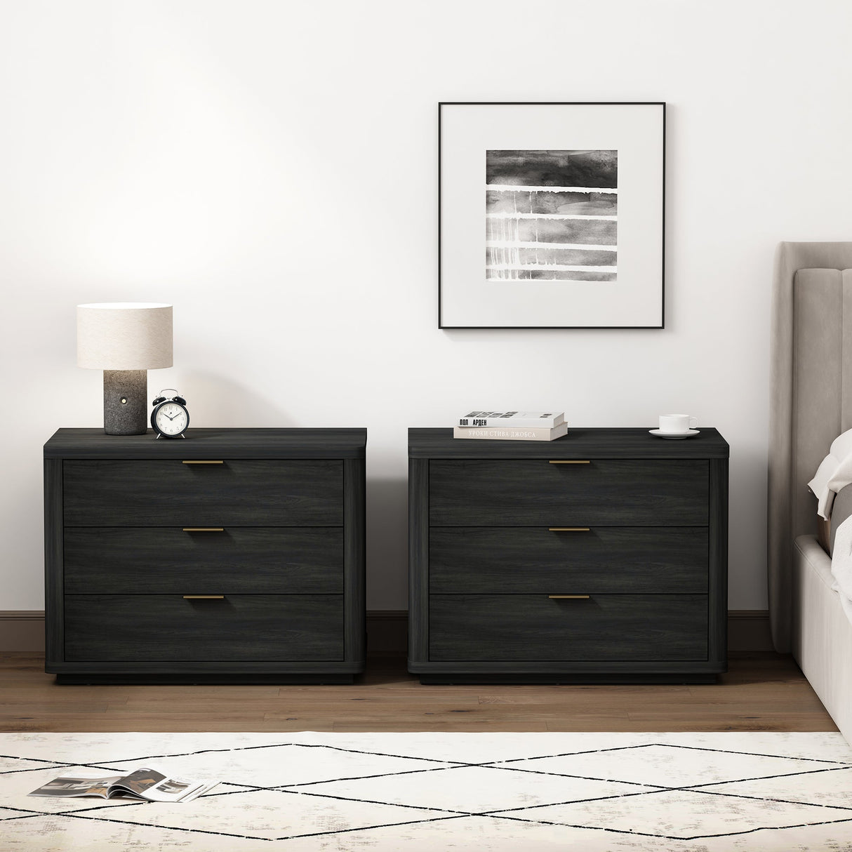 Evelyn 32" Nightstand 4.0 in Charcoal Grey (set of 2) by Manhattan Comfort at Eve Furniture