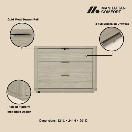 Evelyn 32" Nightstand 4.0 in Natural by Manhattan Comfort at Eve Furniture