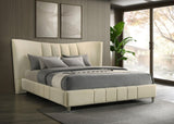 Evelyn Ivory Upholstered Eastern King Panel Platform Bed by Coaster at Eve Furniture