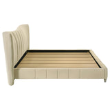 Evelyn Ivory Upholstered Eastern King Panel Platform Bed by Coaster at Eve Furniture
