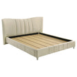 Evelyn Ivory Upholstered Eastern King Panel Platform Bed by Coaster at Eve Furniture