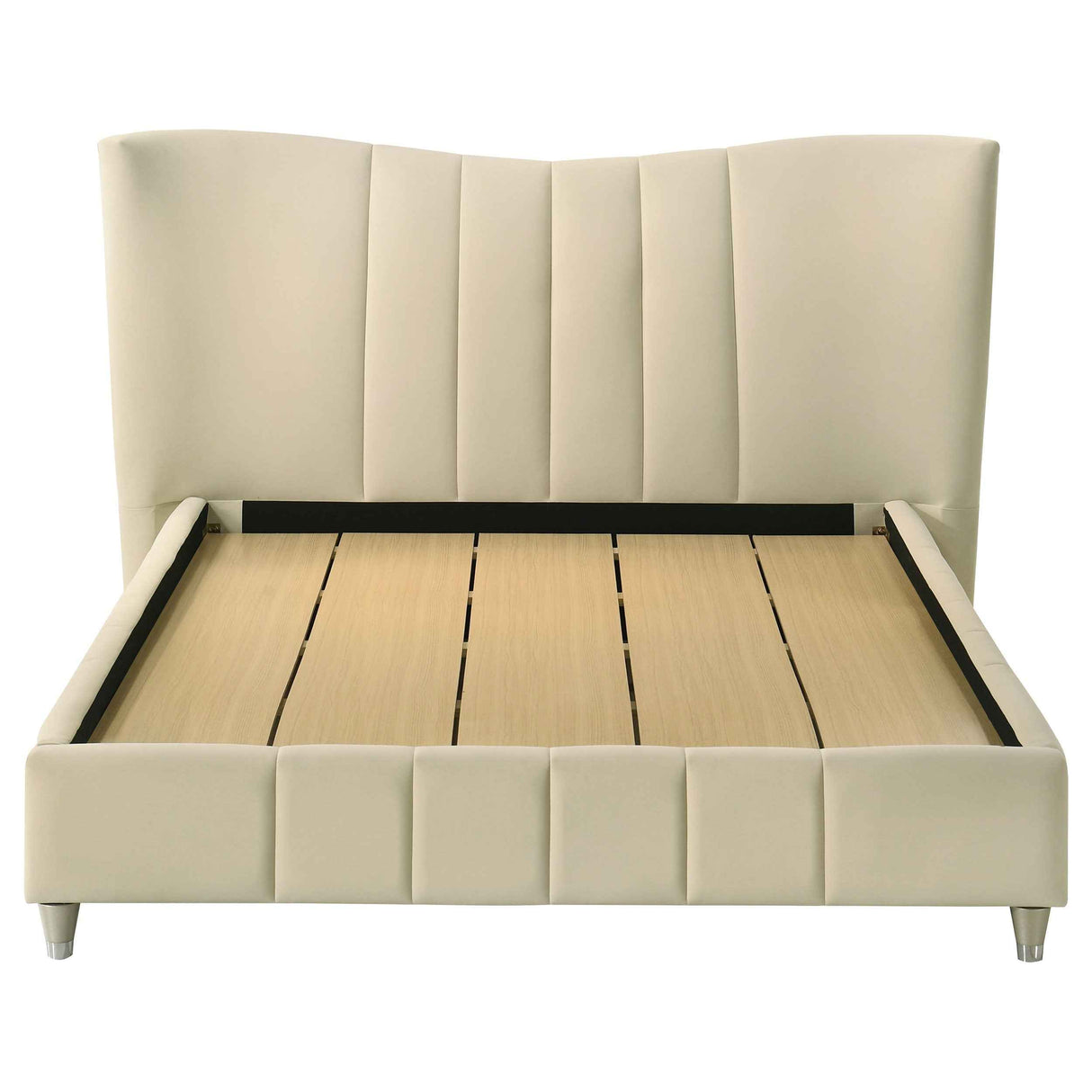 Evelyn Ivory Upholstered Queen Panel Platform Bed by Coaster at Eve Furniture