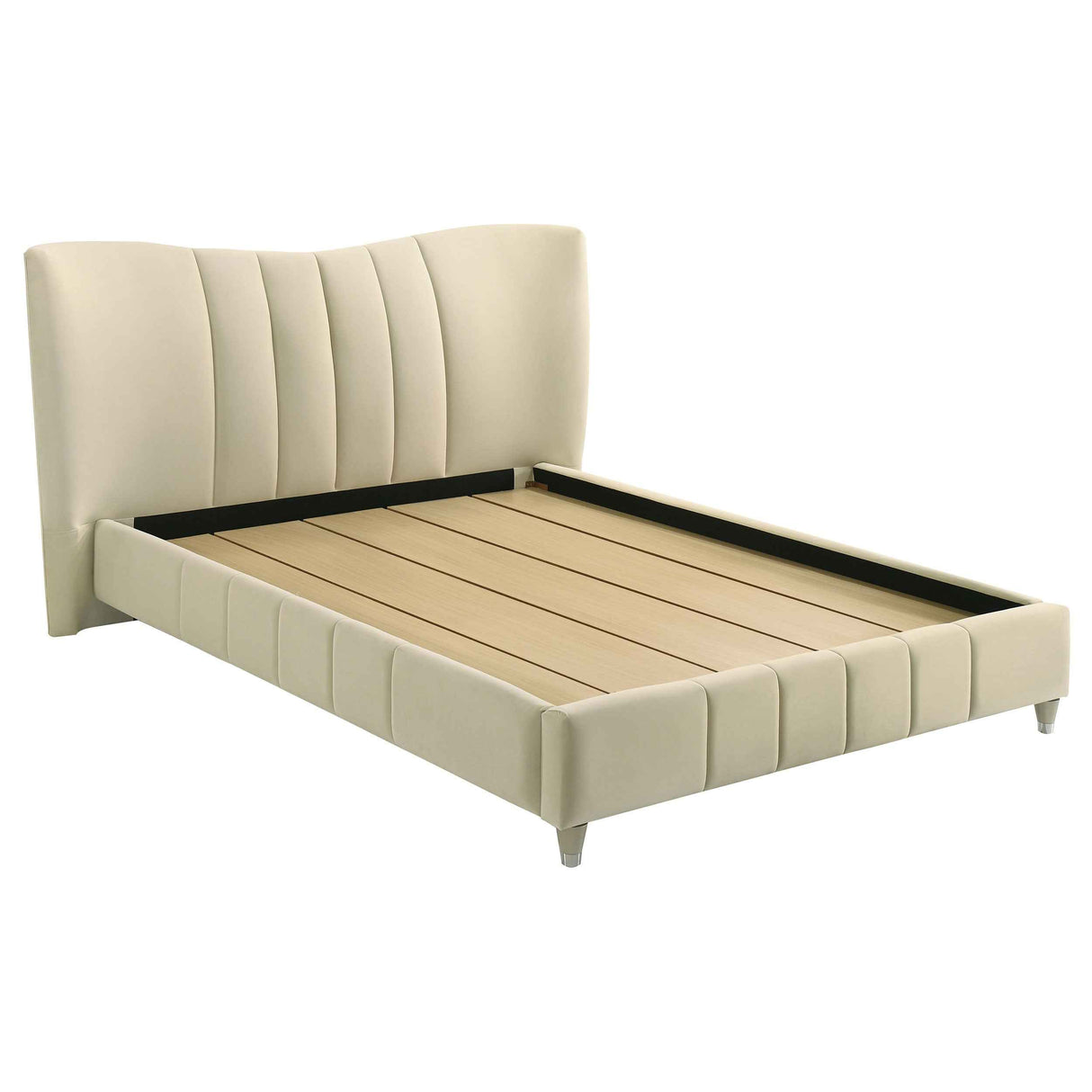 Evelyn Ivory Upholstered Queen Panel Platform Bed by Coaster at Eve Furniture