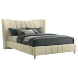 Evelyn Ivory Upholstered Queen Panel Platform Bed by Coaster at Eve Furniture