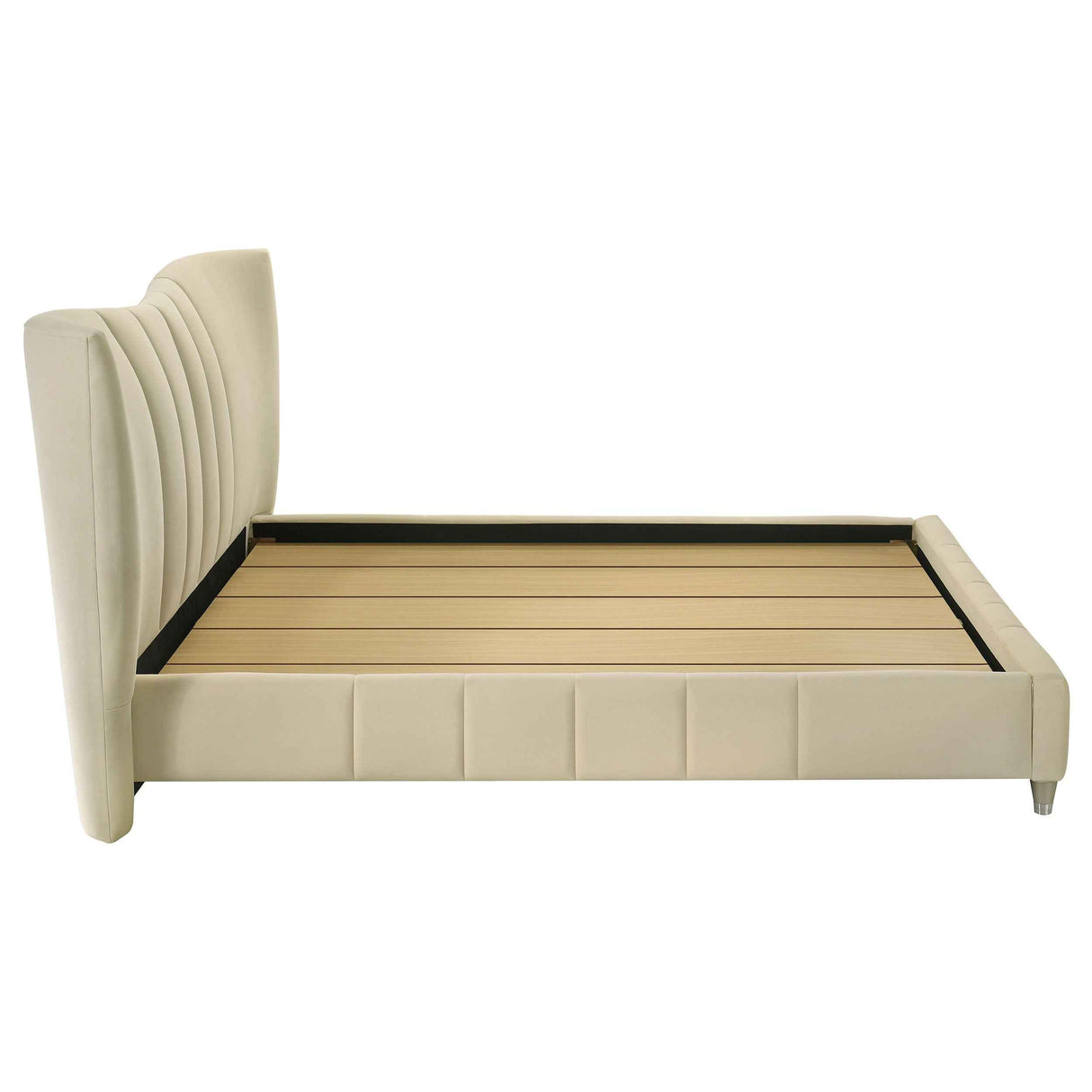 Evelyn Ivory Upholstered Queen Panel Platform Bed by Coaster at Eve Furniture