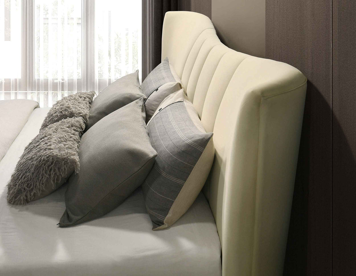 Evelyn Ivory Upholstered Queen Panel Platform Bed by Coaster at Eve Furniture