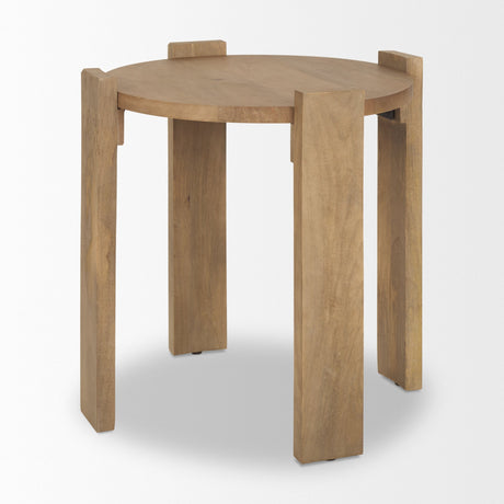 Evelyn Light Brown Round End/Side Table by Mercana at Eve Furniture
