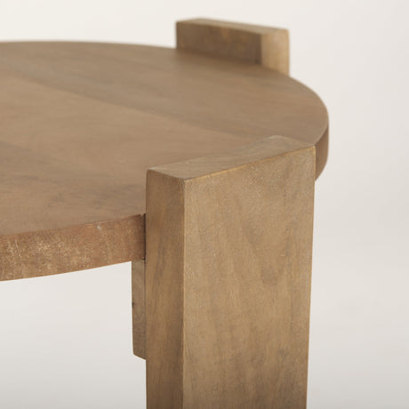 Evelyn Light Brown Round End/Side Table by Mercana at Eve Furniture