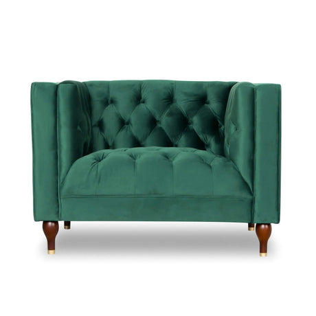 Houston Dark Green Velvet Tufted Back Lounge Chair