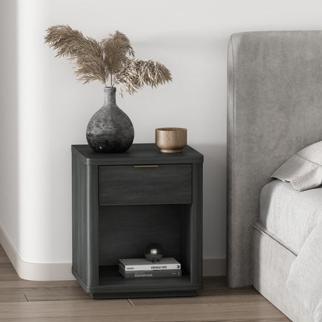 Evelyn Nightstand in Charcoal Grey by Manhattan Comfort at Eve Furniture