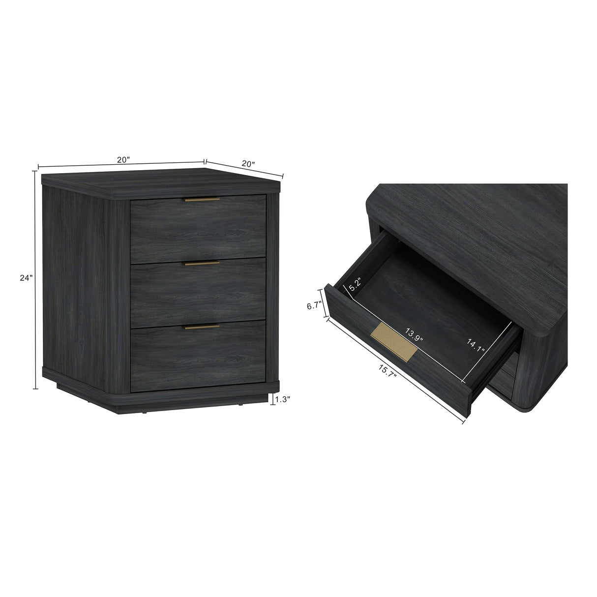 Evelyn Nightstand in Charcoal Grey by Manhattan Comfort at Eve Furniture
