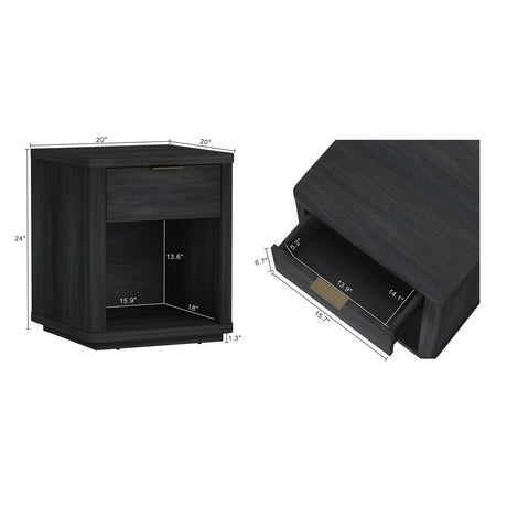 Evelyn Nightstand in Charcoal Grey by Manhattan Comfort at Eve Furniture
