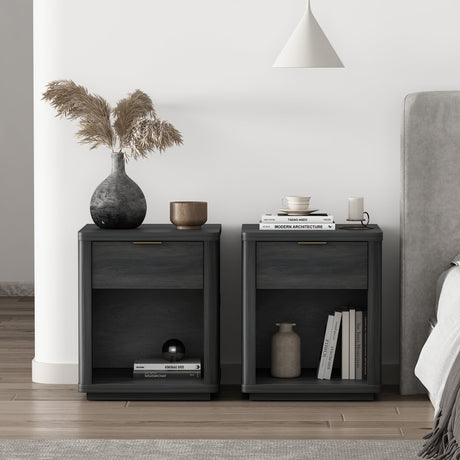 Evelyn Nightstand in Charcoal Grey (set of 2) by Manhattan Comfort at Eve Furniture