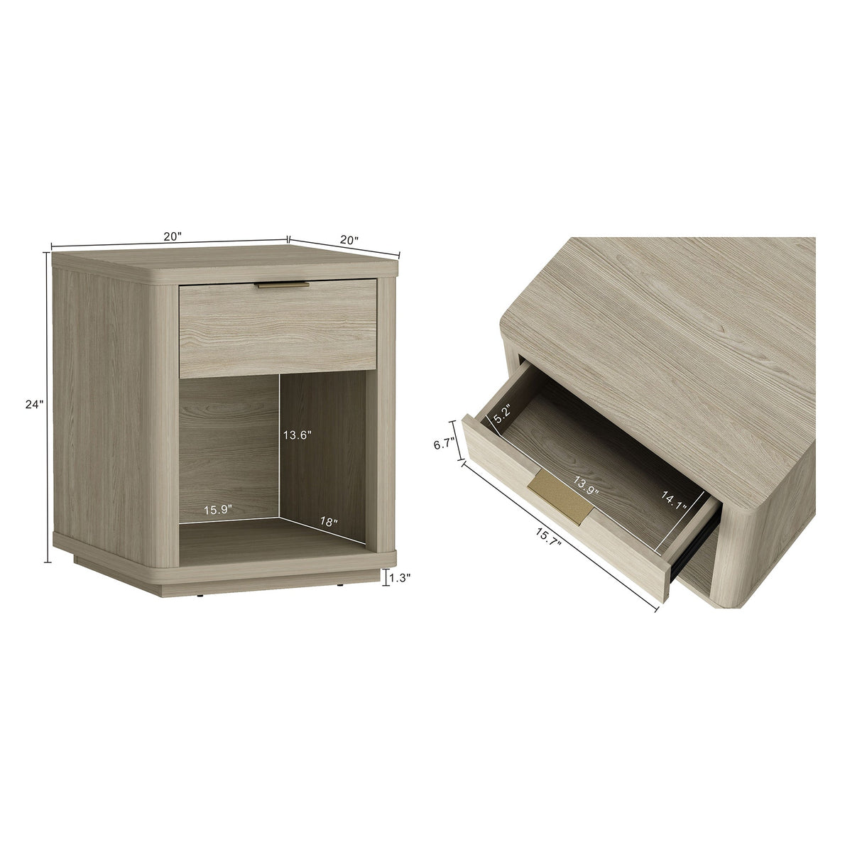 Evelyn Nightstand in Natural by Manhattan Comfort at Eve Furniture
