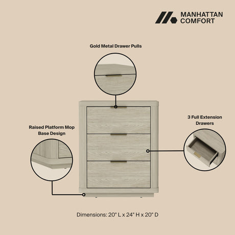 Evelyn Nightstand in Natural by Manhattan Comfort at Eve Furniture