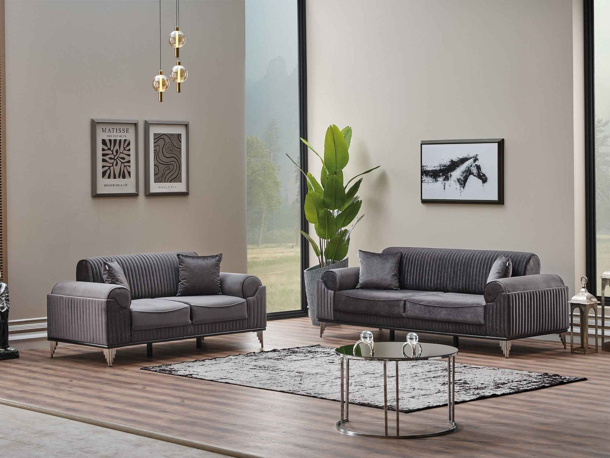 Everest 3-pieces (Sofa & Loveseat & Chair) Livingroom Set in Grey