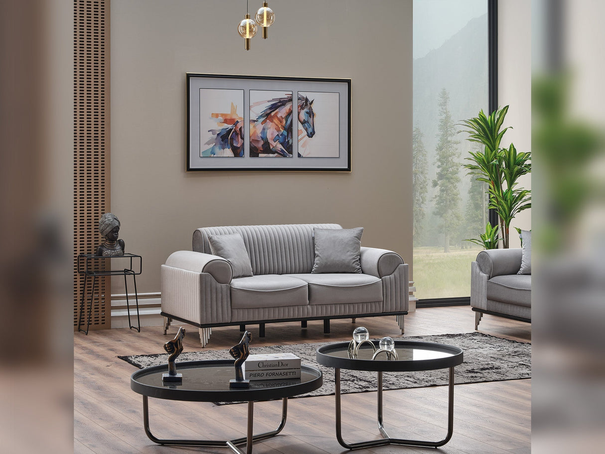 Everest 3-pieces (Sofa & Loveseat & Chair) Livingroom Set in Light Grey by Furnia at Eve Furniture