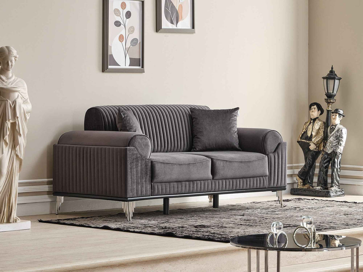 Everest Grey Convertible Loveseat by Furnia at Eve Furniture