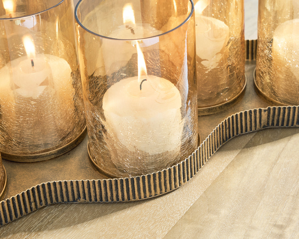 Evereton Antique Gold Finish Candle Holder by ASHLEY FURNITURE at Eve Furniture