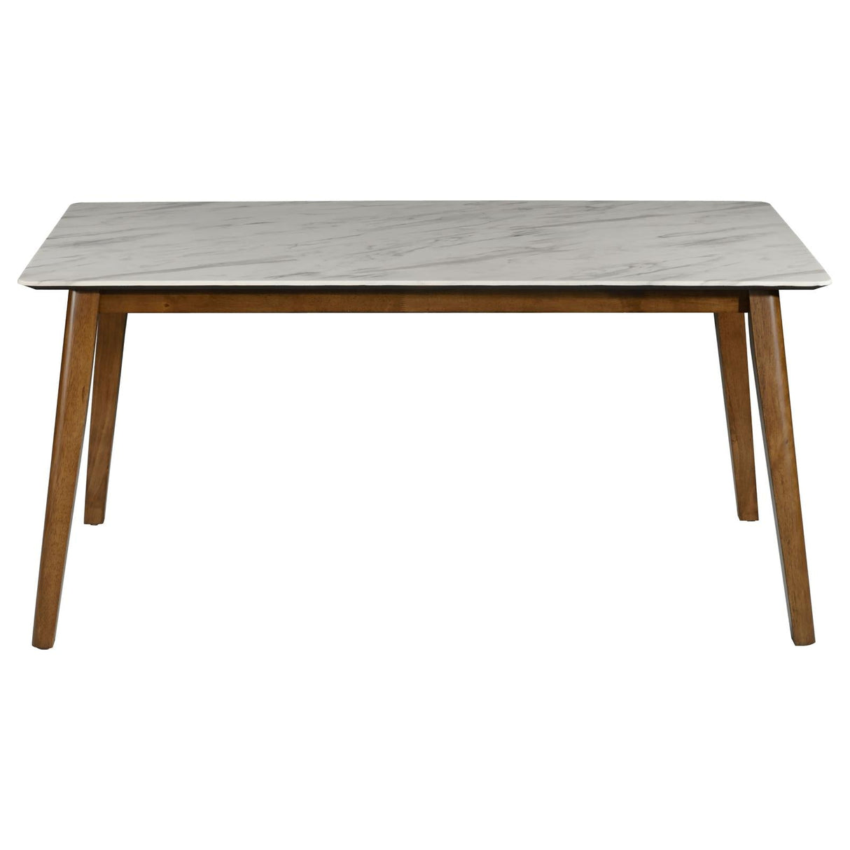 Everett Natural Walnut/White Faux Marble Top Dining Table