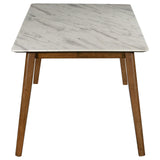 Everett Natural Walnut/White Faux Marble Top Dining Table