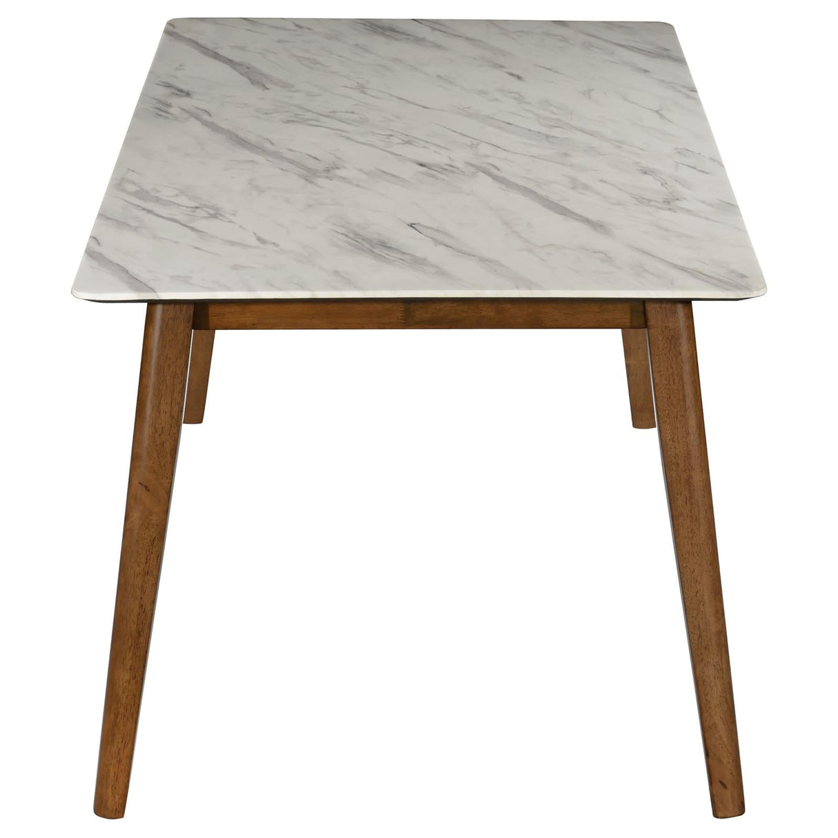 Everett Natural Walnut/White Faux Marble Top Dining Table