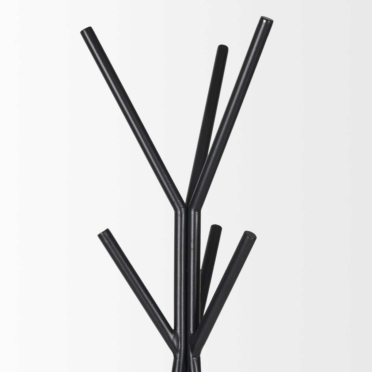 Everett Matte Black Metal w/ Two Metal Shelves Coat Rack by Mercana at Eve Furniture
