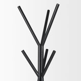 Everett Matte Black Metal w/ Two Metal Shelves Coat Rack by Mercana at Eve Furniture