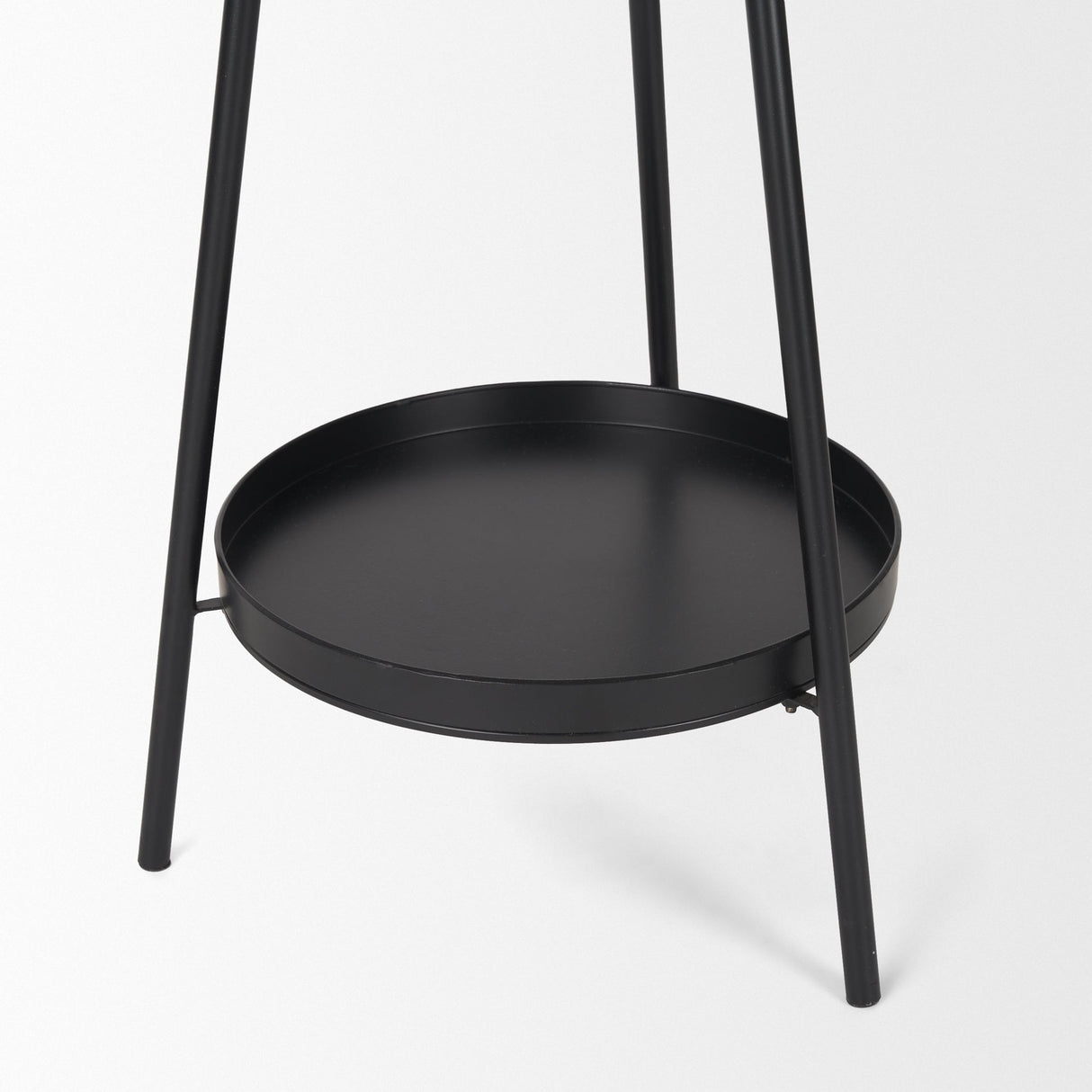 Everett Matte Black Metal w/ Two Metal Shelves Coat Rack by Mercana at Eve Furniture