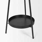 Everett Matte Black Metal w/ Two Metal Shelves Coat Rack by Mercana at Eve Furniture