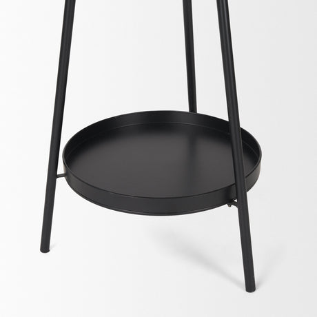 Everett Matte Black Metal w/ Two Metal Shelves Coat Rack by Mercana at Eve Furniture