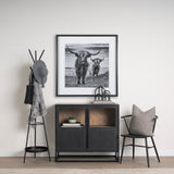 Everett Matte Black Metal w/ Two Metal Shelves Coat Rack by Mercana at Eve Furniture