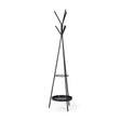 Everett Matte Black Metal w/ Two Metal Shelves Coat Rack by Mercana at Eve Furniture