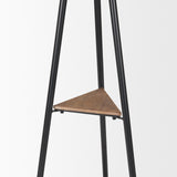 Everett Matte Black Metal w/ Two Wood Shelves Coat Rack by Mercana at Eve Furniture