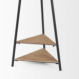 Everett Matte Black Metal w/ Two Wood Shelves Coat Rack by Mercana at Eve Furniture