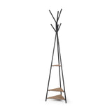 Everett Matte Black Metal w/ Two Wood Shelves Coat Rack by Mercana at Eve Furniture