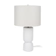 Everly 15.0L x 15.0W x 27.5H White Cement W/Beige Shade Table Lamp by Mercana at Eve Furniture