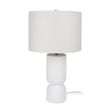 Everly 15.0L x 15.0W x 27.5H White Cement W/Beige Shade Table Lamp by Mercana at Eve Furniture