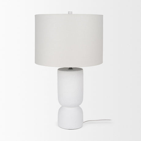 Everly White Cement W/Beige Shade Table Lamp by Mercana at Eve Furniture
