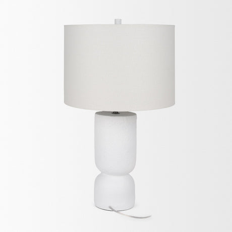 Everly White Cement W/Beige Shade Table Lamp by Mercana at Eve Furniture