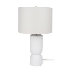 Everly White Cement W/Beige Shade Table Lamp by Mercana at Eve Furniture