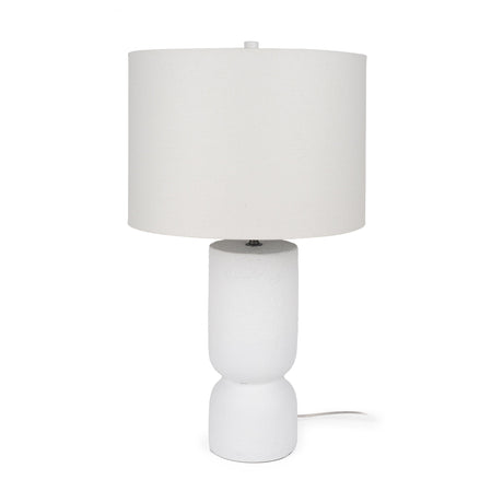 Everly White Cement W/Beige Shade Table Lamp by Mercana at Eve Furniture