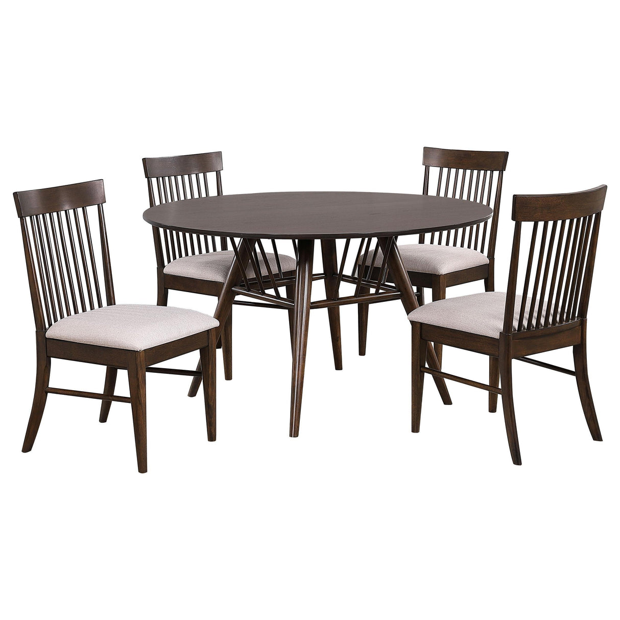 Everton Walnut 5-Piece Round 54-inch Dining Set by Coaster at Eve Furniture