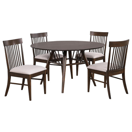 Everton Walnut 5-Piece Round 54-inch Dining Set by Coaster at Eve Furniture