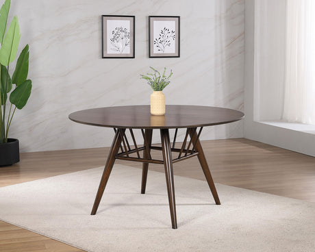 Everton Walnut Round 53-inch Wood Dining Table by Coaster at Eve Furniture